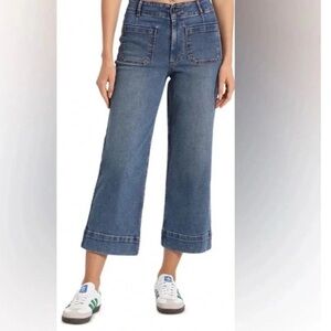 Bagatelle Collection Womens Jeans Soho Flared High Waist Wide Leg Dark Wash☁️